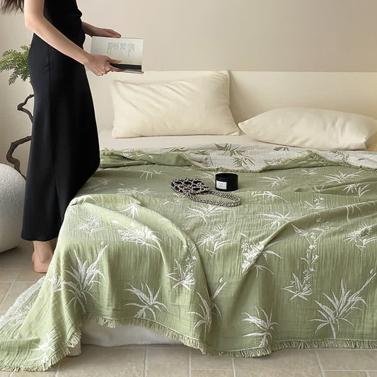Bamboo Pattern Lightweight Cotton Quilt Blanket