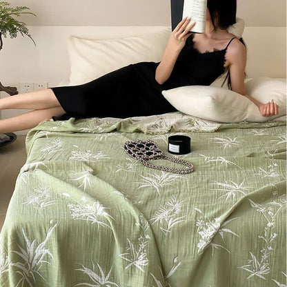 Bamboo Pattern Lightweight Cotton Quilt Blanket