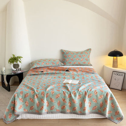Leaf Print Cotton Summer Quilt Lightweight