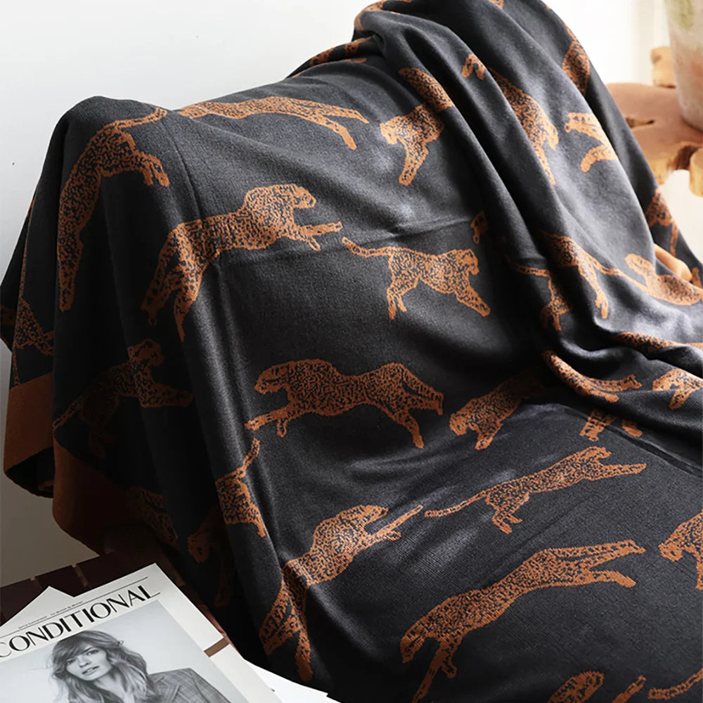 Reversible Cheetah Print Throw Blanket