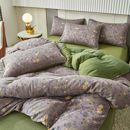 Olive Bloom Cotton Gauze Bedding Set(4 PCS)