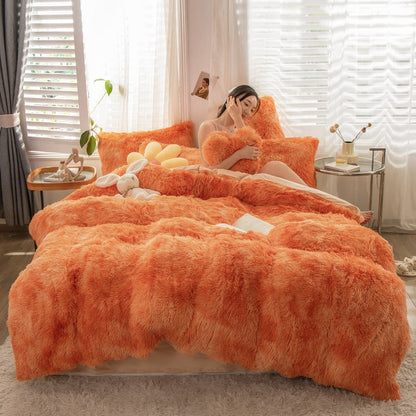 Fluffy Mink Velvet Duvet Cover Set 4pcs