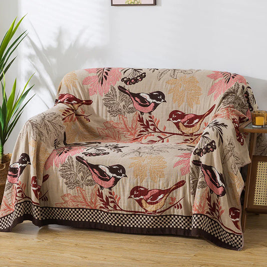 Cotton Throw Blanket - Chickadee Design
