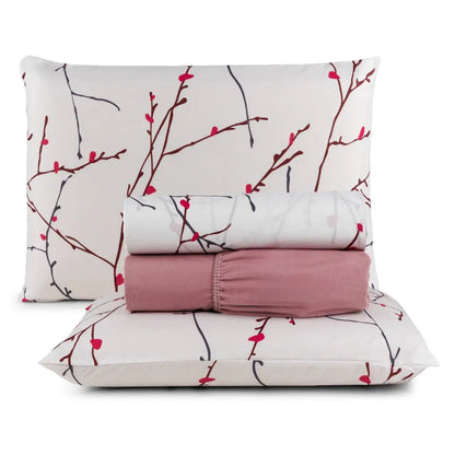 Garden Double Bed Sheet Set – 4 Pieces – 200 Thread Count – Printed