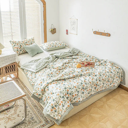 Floral Cotton Quilt - Japanese Quilted Blanket