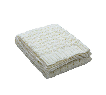Nordic Diamond-Knit Cotton Throw Blanket