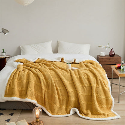 Cable Knit Sherpa Blanket - Cotton Throw