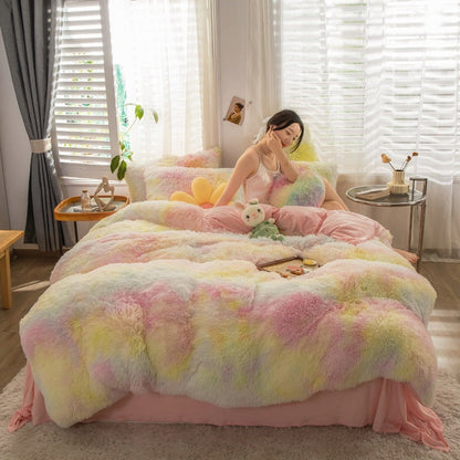 Fluffy Mink Velvet Duvet Cover Set 4pcs