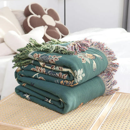 Cotton Throw Blanket - Hummingbird Design