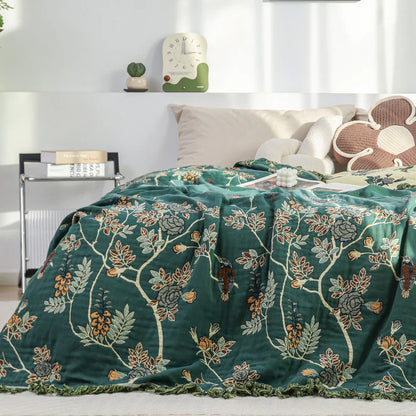 Cotton Throw Blanket - Hummingbird Design