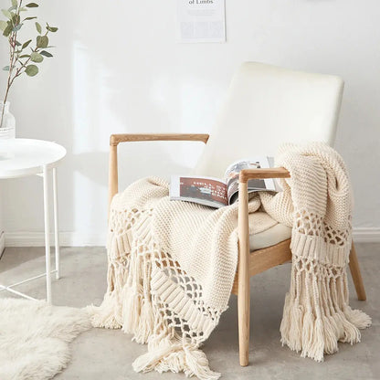 Handwoven Nordic Tassel Blanket Luxury Throw