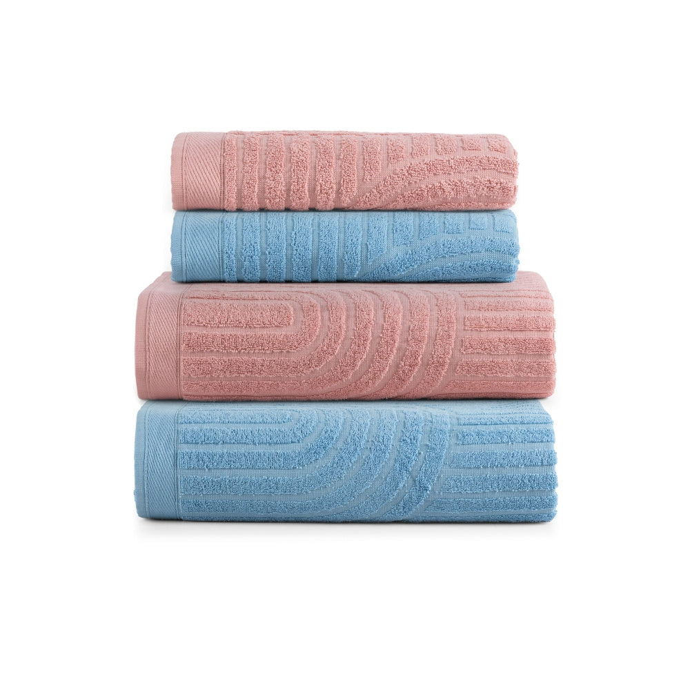 Arcos 4-Piece Bath Towel Set – 100% Cotton, 520g/m² – Bath Towels – Off White / Green