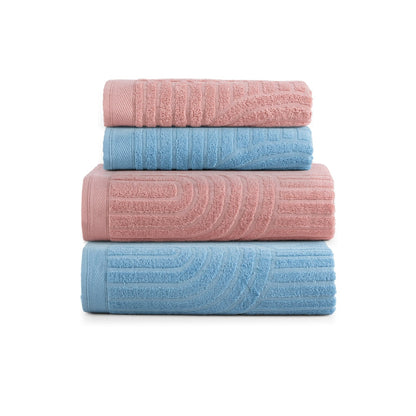 Arcos 4-Piece Bath Towel Set – 100% Cotton, 520g/m² – Bath Towels – Off White / Green