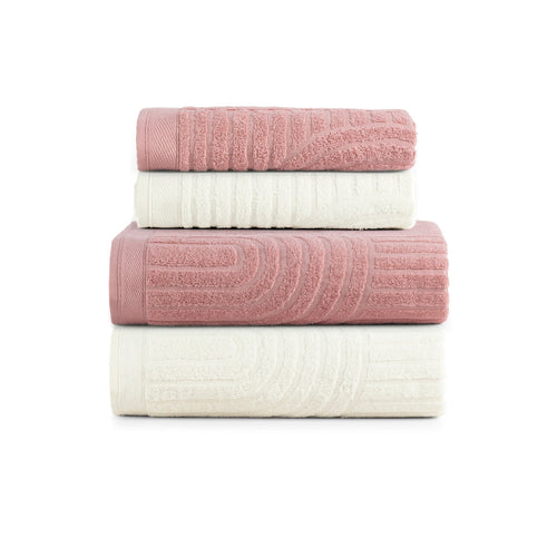 Arcos 4-Piece Bath Towel Set – 100% Cotton, 520g/m² – Bath Towels – Off White / Green