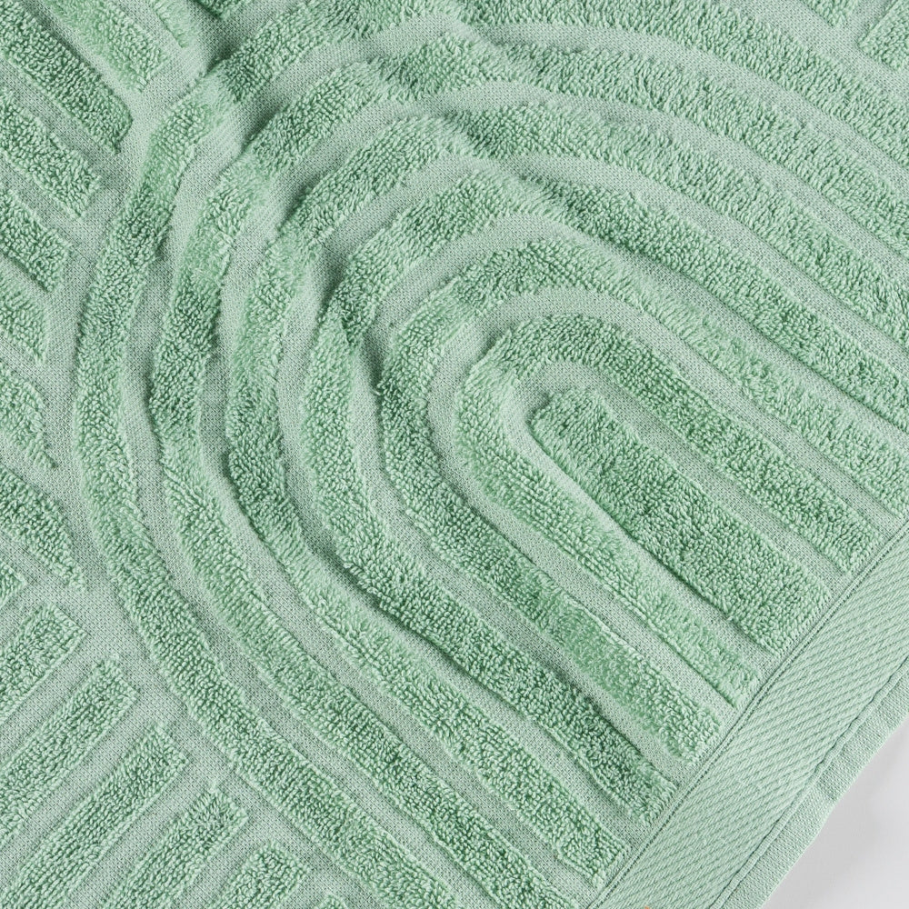 Arcos 4-Piece Bath Towel Set – 100% Cotton, 520g/m² – Bath Towels – Off White / Green