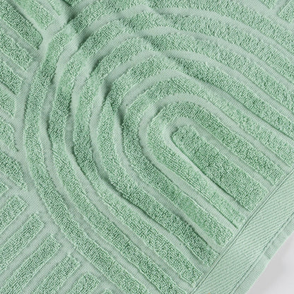 Arcos 4-Piece Bath Towel Set – 100% Cotton, 520g/m² – Bath Towels – Off White / Green