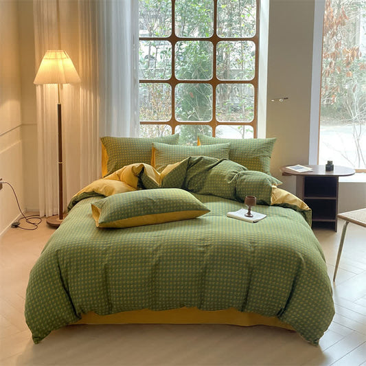 Cotton Duvet Cover & Bedding Set - Houndstooth Design