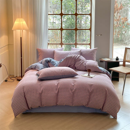 Cotton Duvet Cover & Bedding Set - Houndstooth Design