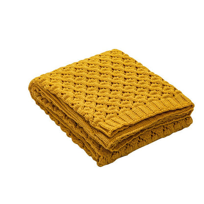 Nordic Diamond-Knit Cotton Throw Blanket