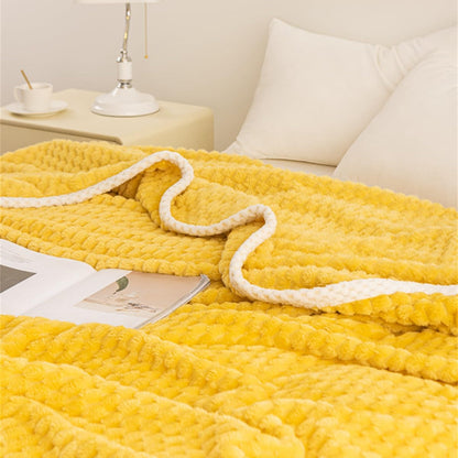Yellow Waffle Plush Throw Blanket