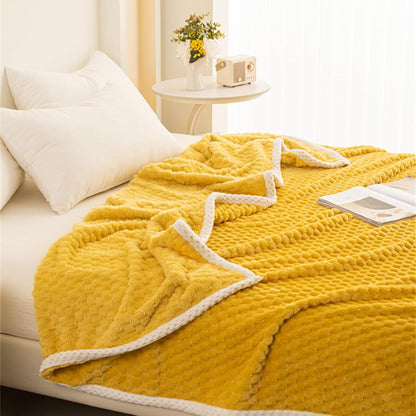 Yellow Waffle Plush Throw Blanket