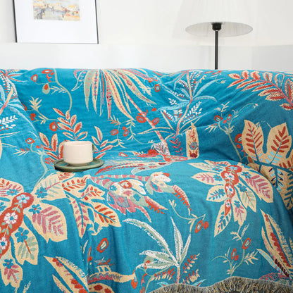 Tropical Floral Cotton Blanket Reversible Throw